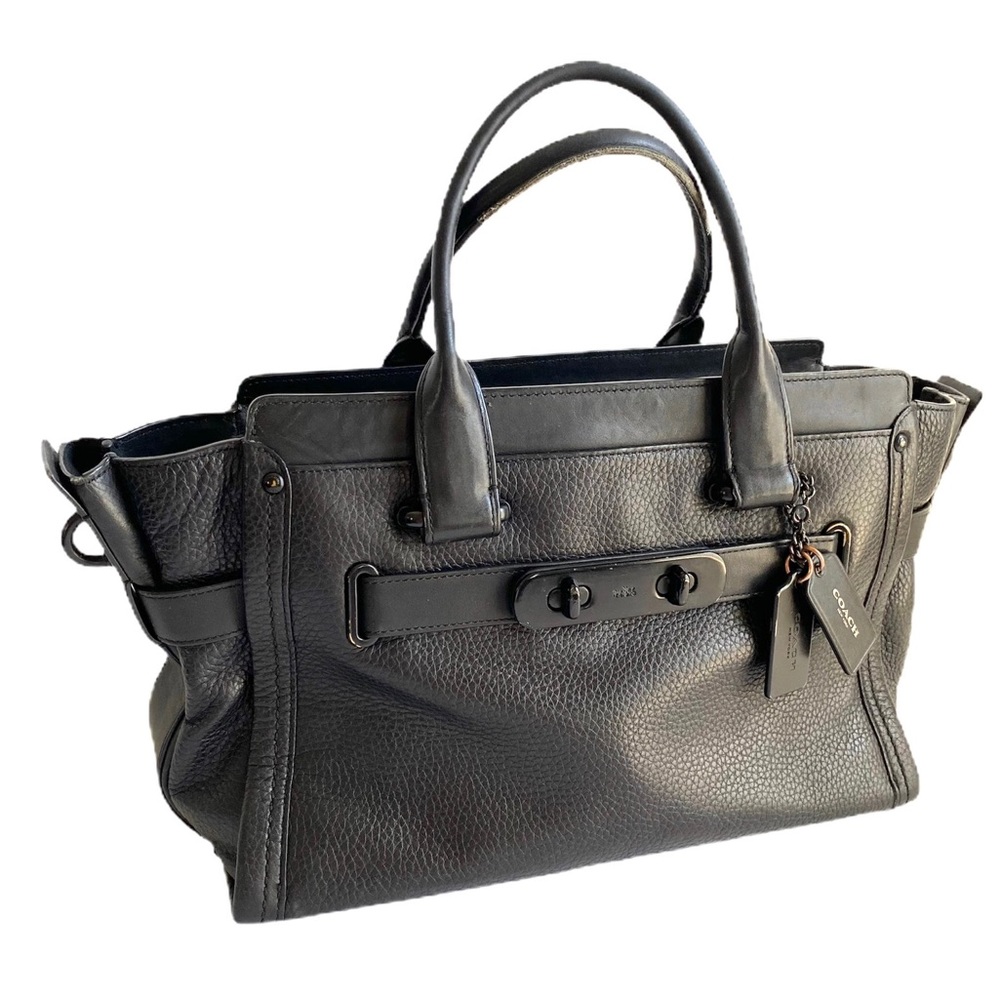 Coach Swagger Bag So Black Leather Purse Satchel